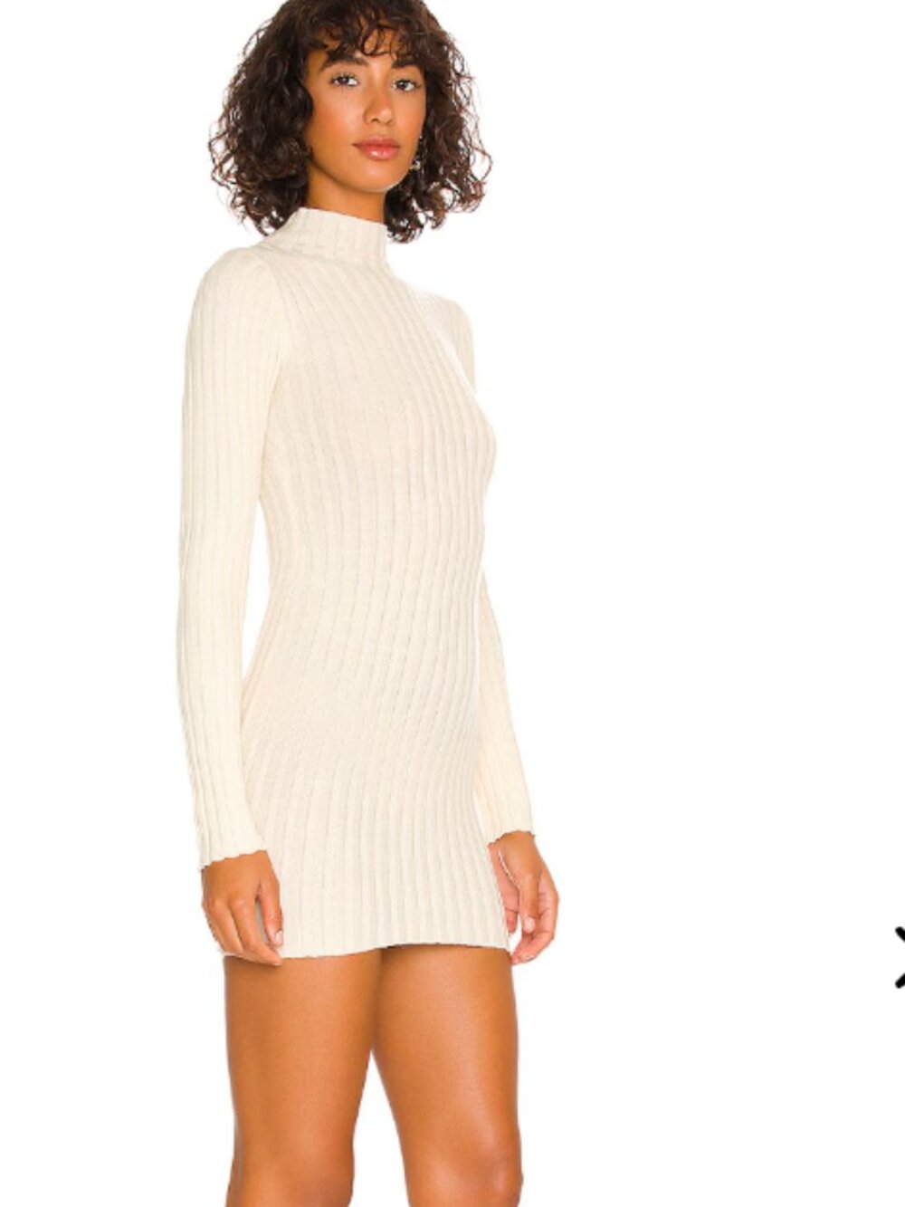 NWT Lovers and Friends Be Fierce Ribbed Ivory Sweater Dress Mock Neck S